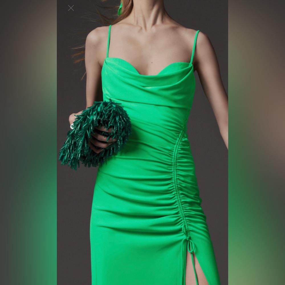 💚 ZARA 💚 Draped Midi Dress Kelly Green Size Medium